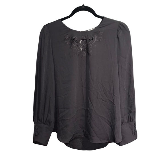 LC Lauren Conrad Black Puff Sleeve Blouse, NWOT - Picture 1 of 5